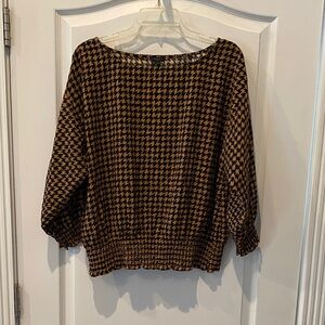 Ann Taylor Black and Brown Houndstooth Blouse